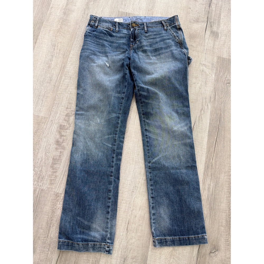 Gap 1969 Easy Straight Carpenter Jeans Blue Distressed Denim Womens 31/12t